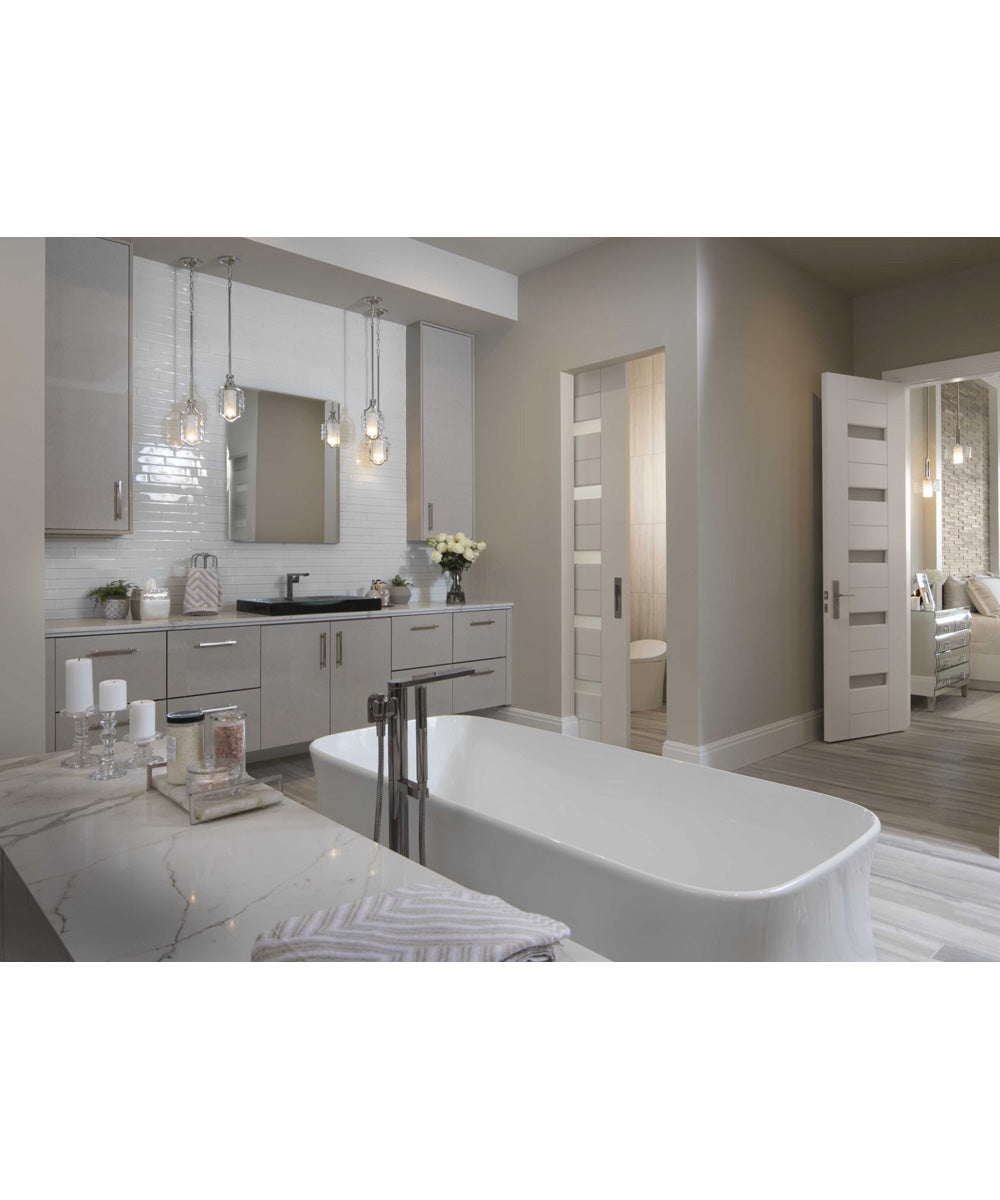 Caress 1-Light Clear Water Glass Luxe Mini-Pendant Light Polished Nickel