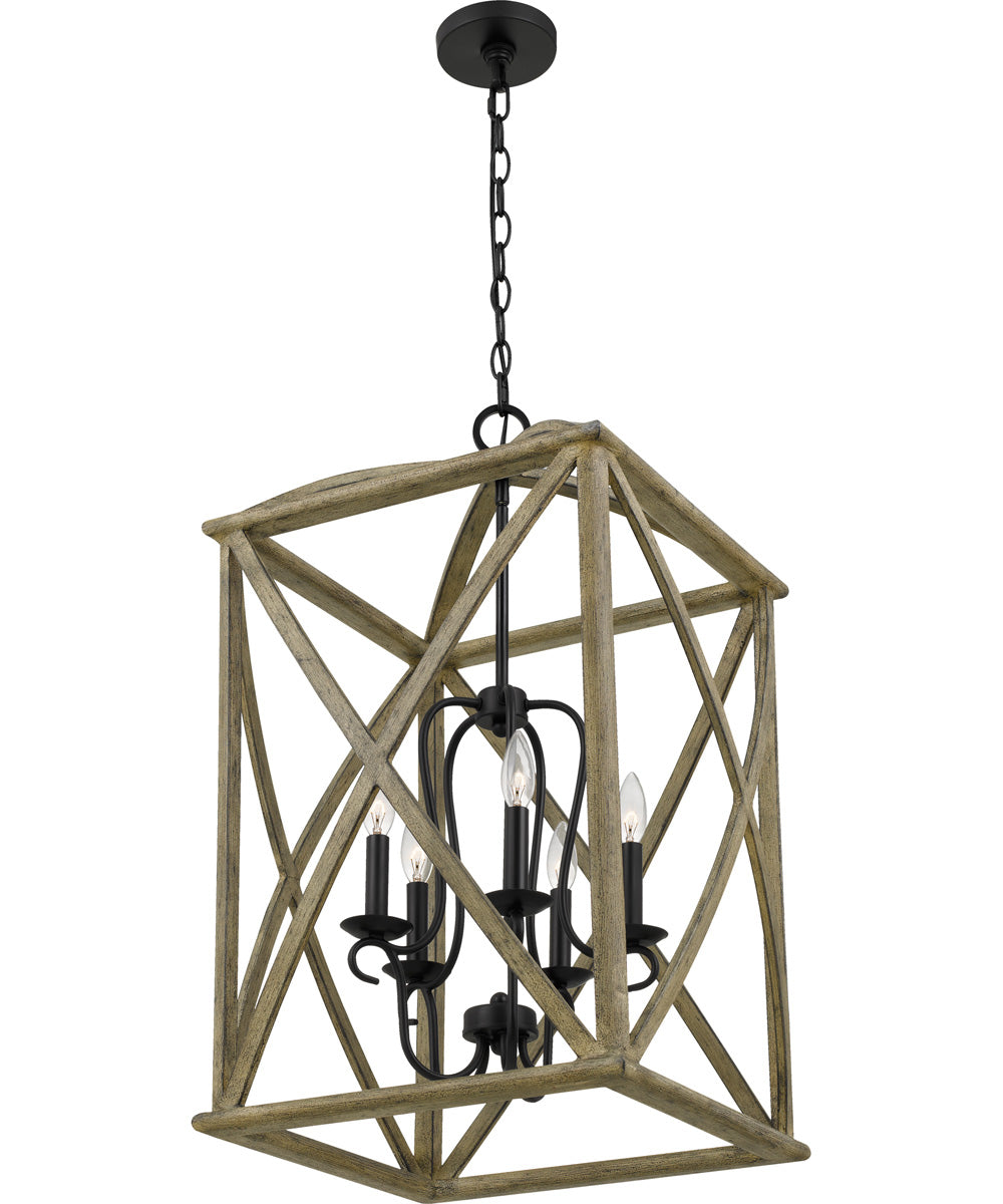 Woodhaven 5-light Pendant Distressed Weathered Oak