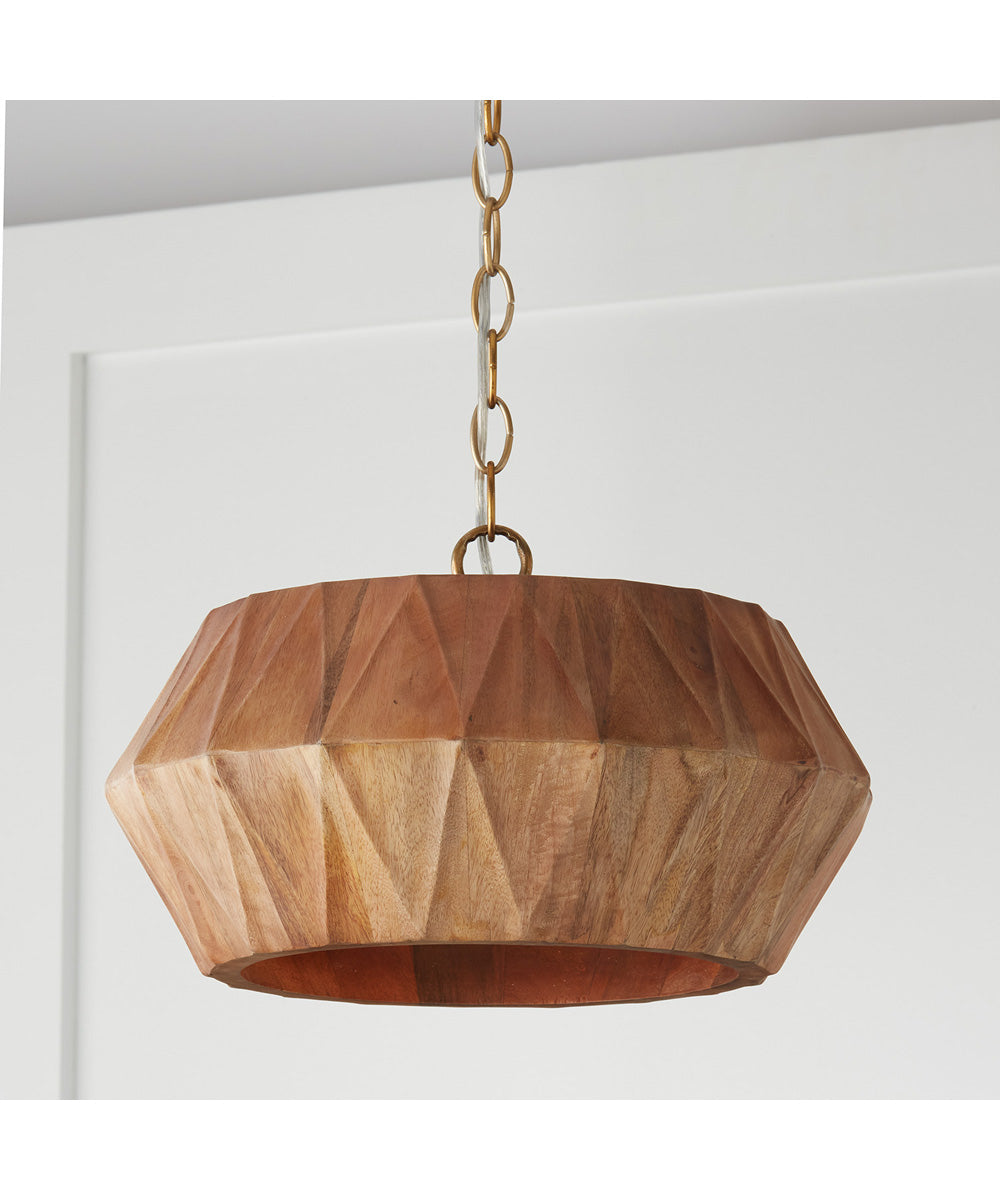 Nadeau 1-Light Semi-Flush Light Wood and Patinaed Brass