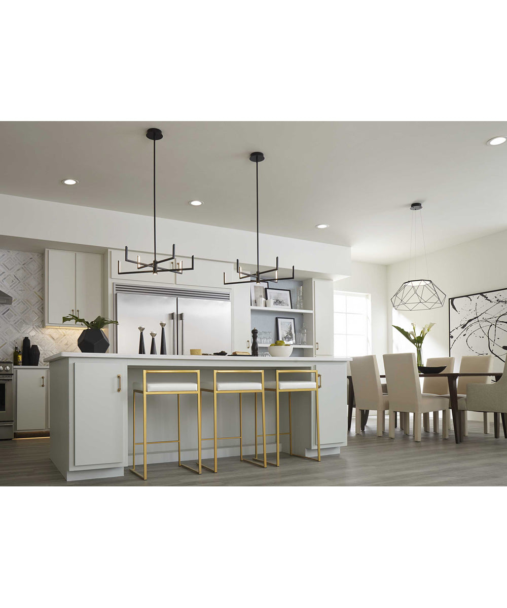 Pivot LED 6-Light Modern Style Chandelier with Downlight Matte Black