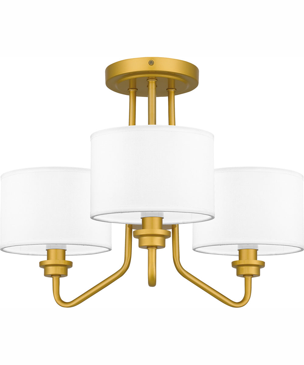 Quoizel Semi-Flush Mount Large 3-light Semi Flush Mount Painted Brass