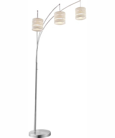 Falan 3-Light 3-Light Arch Lamp Brushed Nickel/Linen Shade