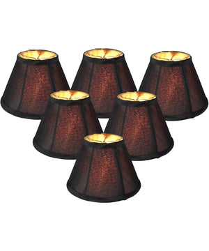 6"W x 5"H Set of 6 Candelabra Stretch Black With Gold Liner Clip-On Lampshade