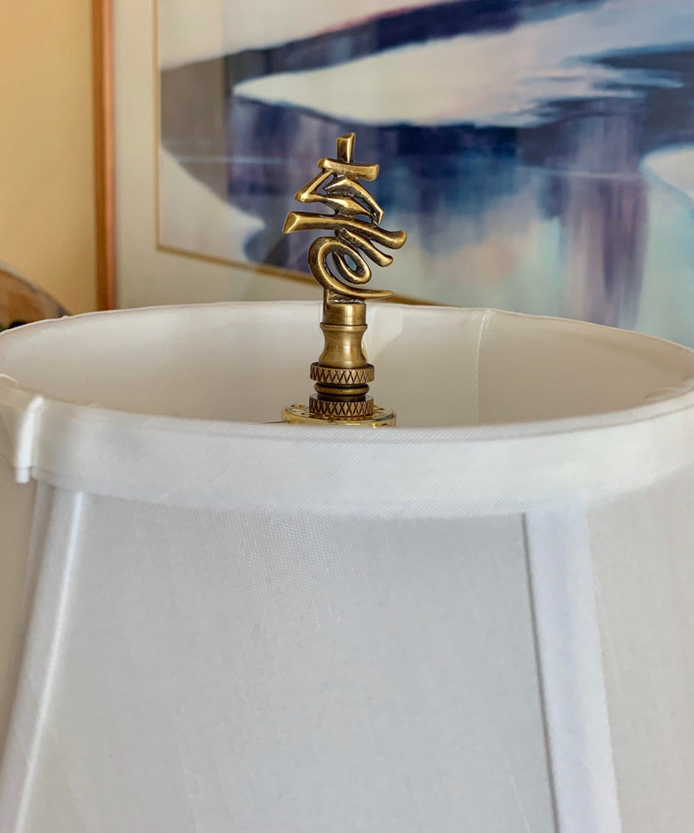 Antiqued Metal Longevity Lamp Finial 2.25"h