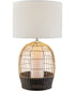 Kaylor 2-Light Table Lamp W/Night Light Rattan Body/Fabric Shade