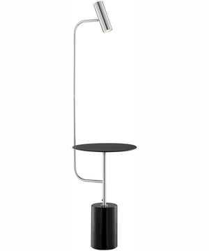 Tatum 1-Light Floor Lamp With Table Brushed Nickel/Black Marble