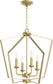 23"W 4-light Entry Foyer Hall Chandelier Aged Brass