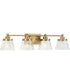 Hinton 4-Light Clear Seeded Glass Farmhouse Bath Vanity Light Vintage Brass