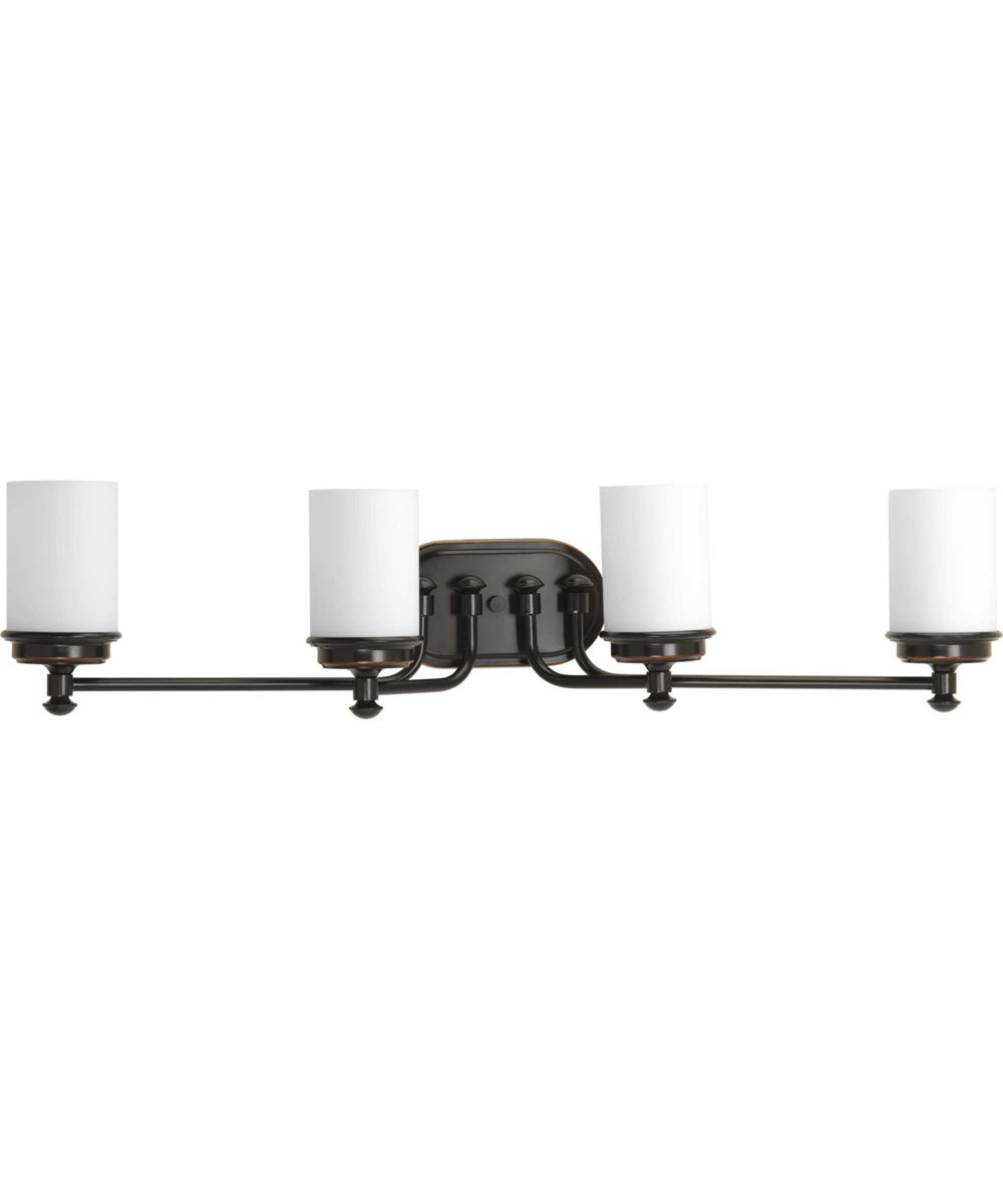 Glide 4-Light Etched Opal Glass Coastal Bath Vanity Light Rubbed Bronze