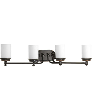 Glide 4-Light Etched Opal Glass Coastal Bath Vanity Light Rubbed Bronze