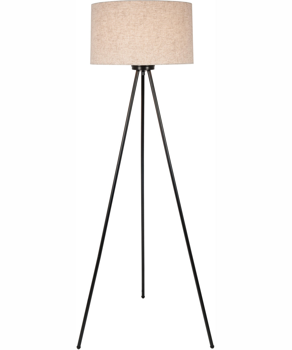 Tullio 1-Light Floor Lamp Dark Bronze/Light Beige Linen Shade