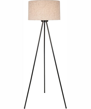 Tullio 1-Light Floor Lamp Dark Bronze/Light Beige Linen Shade