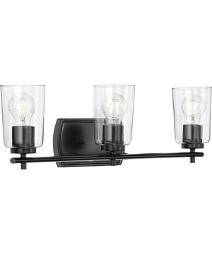 Adley 3-Light Clear Glass New Traditional Bath Vanity Light Matte Black