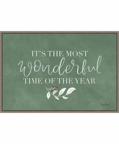 Framed Green Christmas IV by Becky Thorns Canvas Wall Art Print (33  W x 23  H), Sylvie Greywash Frame