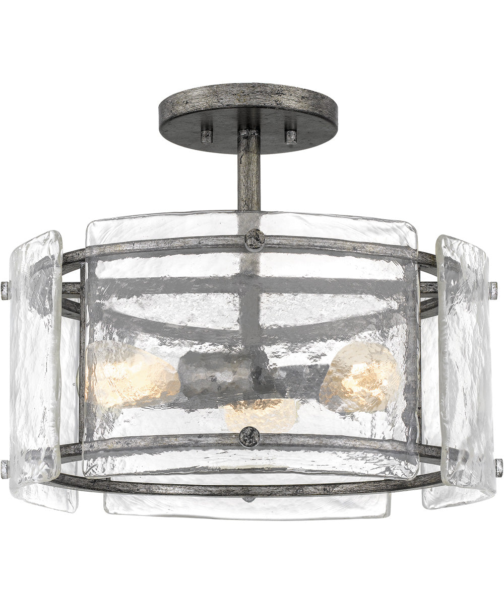 Fortress 3-light Semi Flush Mount Mottled Silver