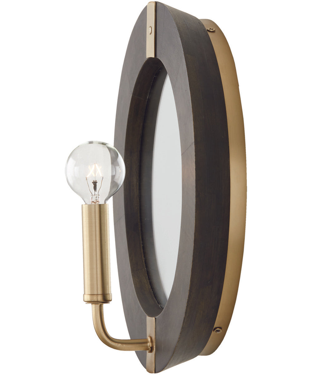 Finn 1-Light Sconce Black Stain and Matte Brass