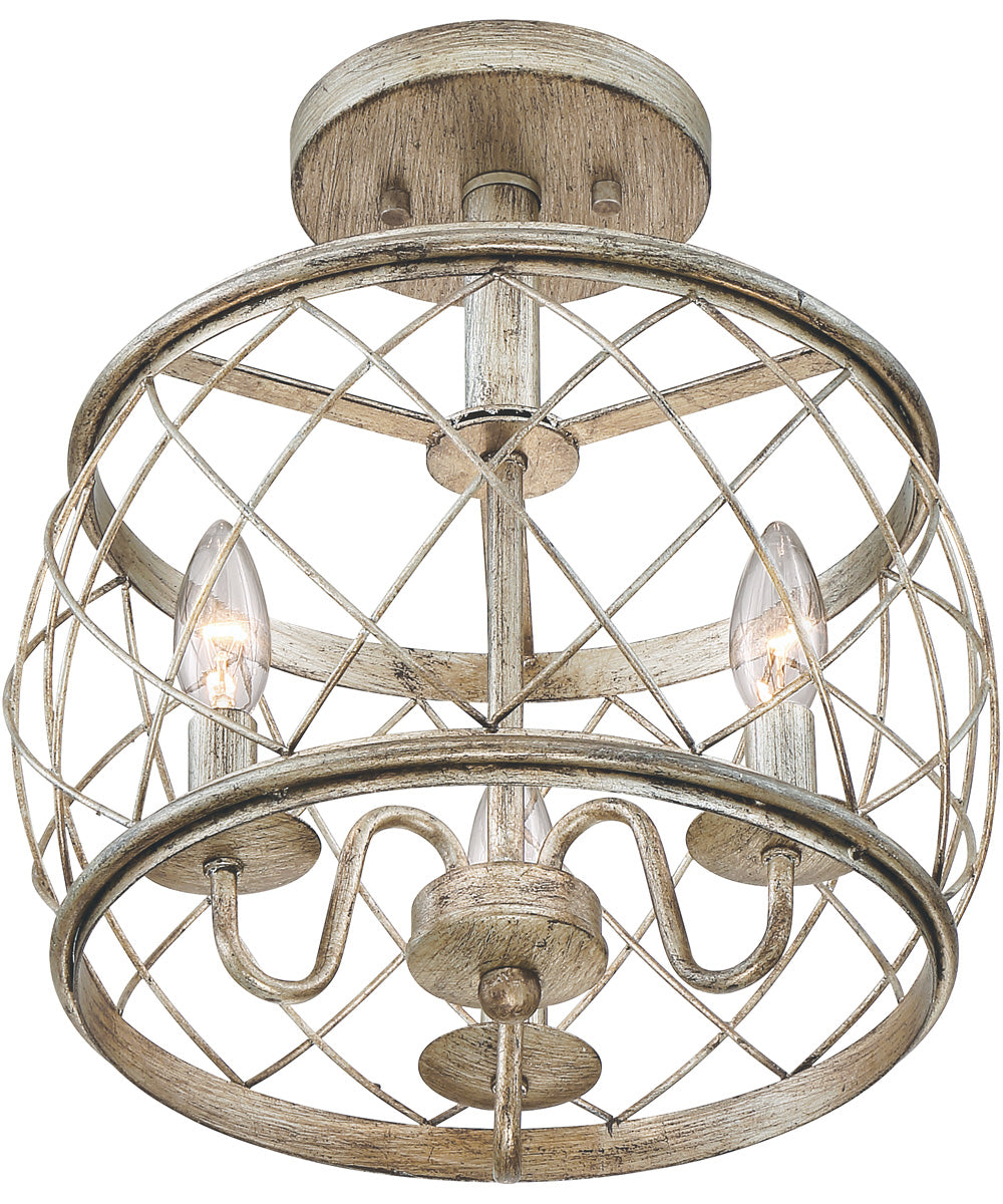 Dury Medium 3-light Semi Flush Mount Century Silver Leaf
