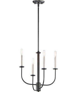 Wesley 4-Light Chandelier Black / Satin Nickel