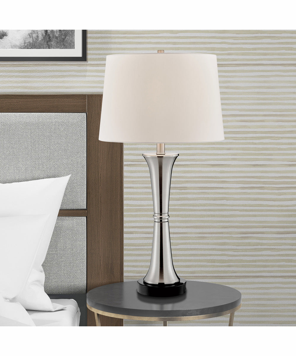 Gavino 2-Light 2 Pack-Table Lamp Brushed Nickel/Black/Fabric Shade With Usb