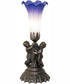 13" High Blue/White Tiffany Pond Lily Twin Cherub Accent Lamp