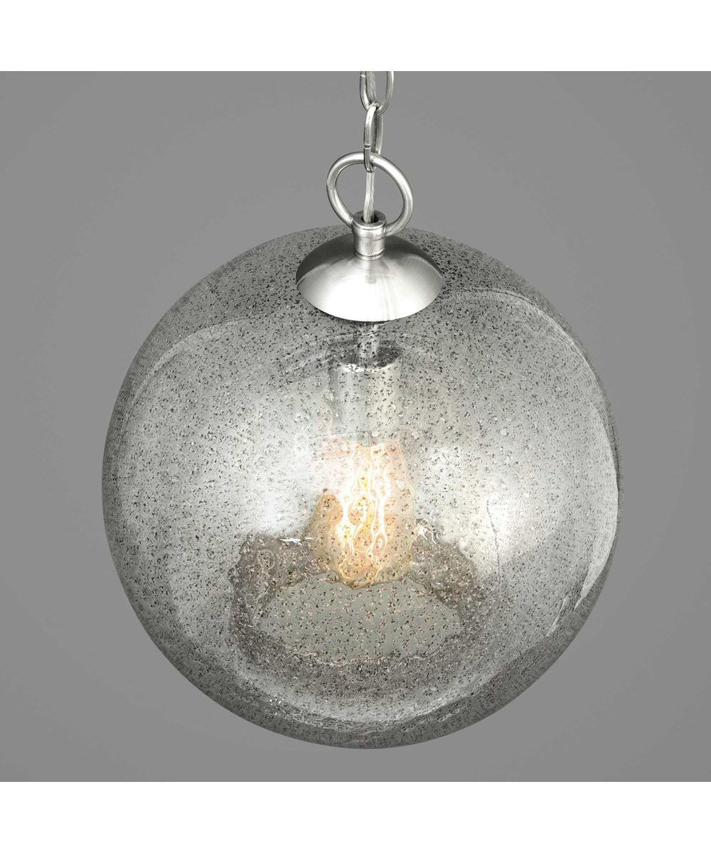 Malbec 1-Light Clear Textured Glass Global Pendant Light Brushed Nickel