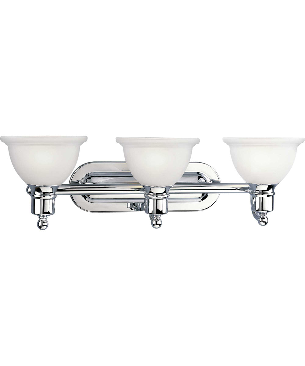Madison 3-Light Etched Glass Traditional Bath Vanity Light Polished Chrome