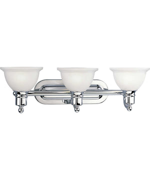 Madison 3-Light Etched Glass Traditional Bath Vanity Light Polished Chrome