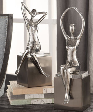 18"H Jaylene Silver Sculptures Set of 2