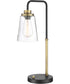 Colinton 1-Light Table Lamp Antique Brass/Black/Clear Glass Shade