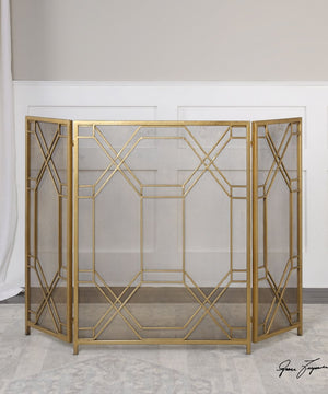 34"H Rosen Gold Fireplace Screen