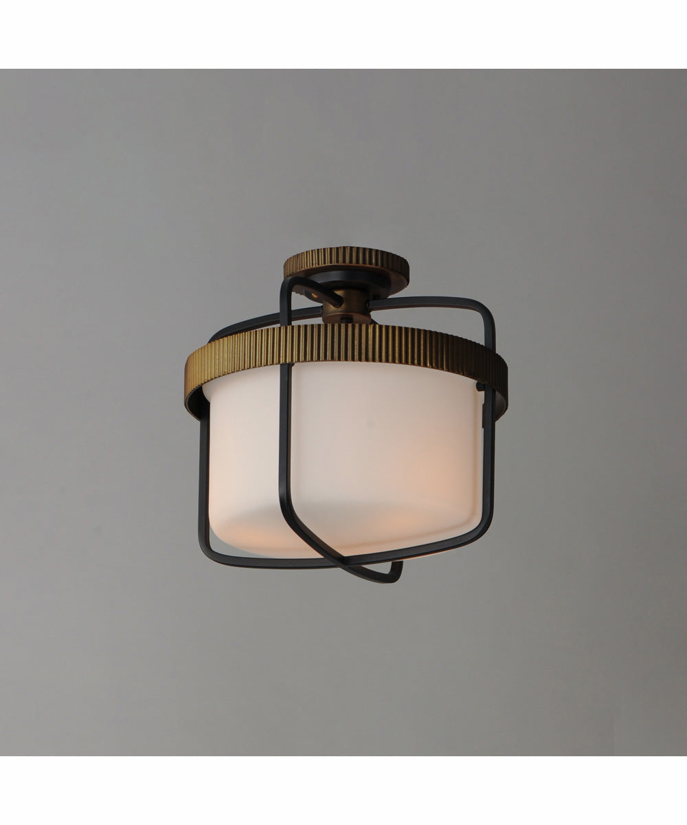 Ruffles 3-Light Semi Flush Mount Black / Antique Brass