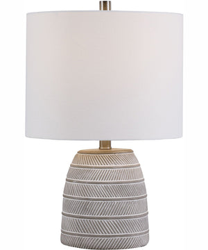 20"H 1-Light Table Lamp Concrete and Steel in Gray and White and Brushed Nickel with a Drum Shade