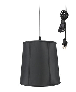 12"W 1-Light Plug In Swag Pendant Lamp Black Shade