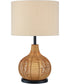 Paige 2-Light Table Lamp W/Night Light Rattan Body/Linen Shade