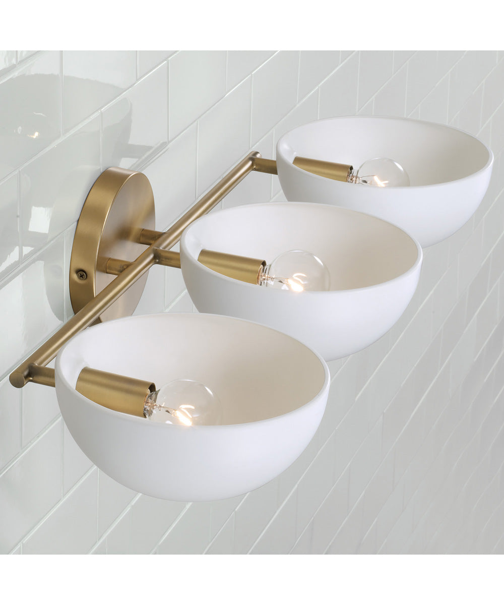 Reece 3-Light Vanity Aged Brass and White