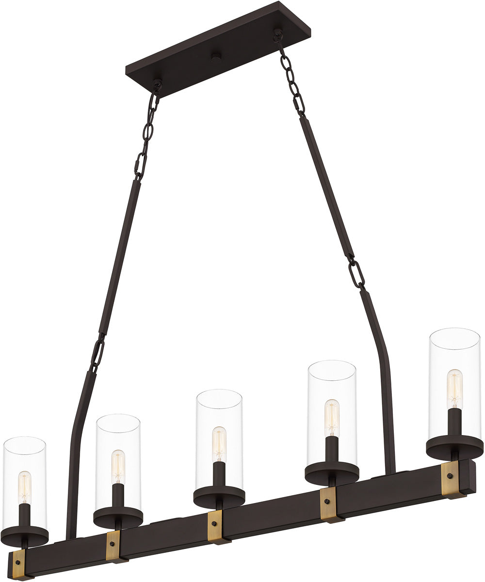 Lisbon 5-light Island Light Old Bronze