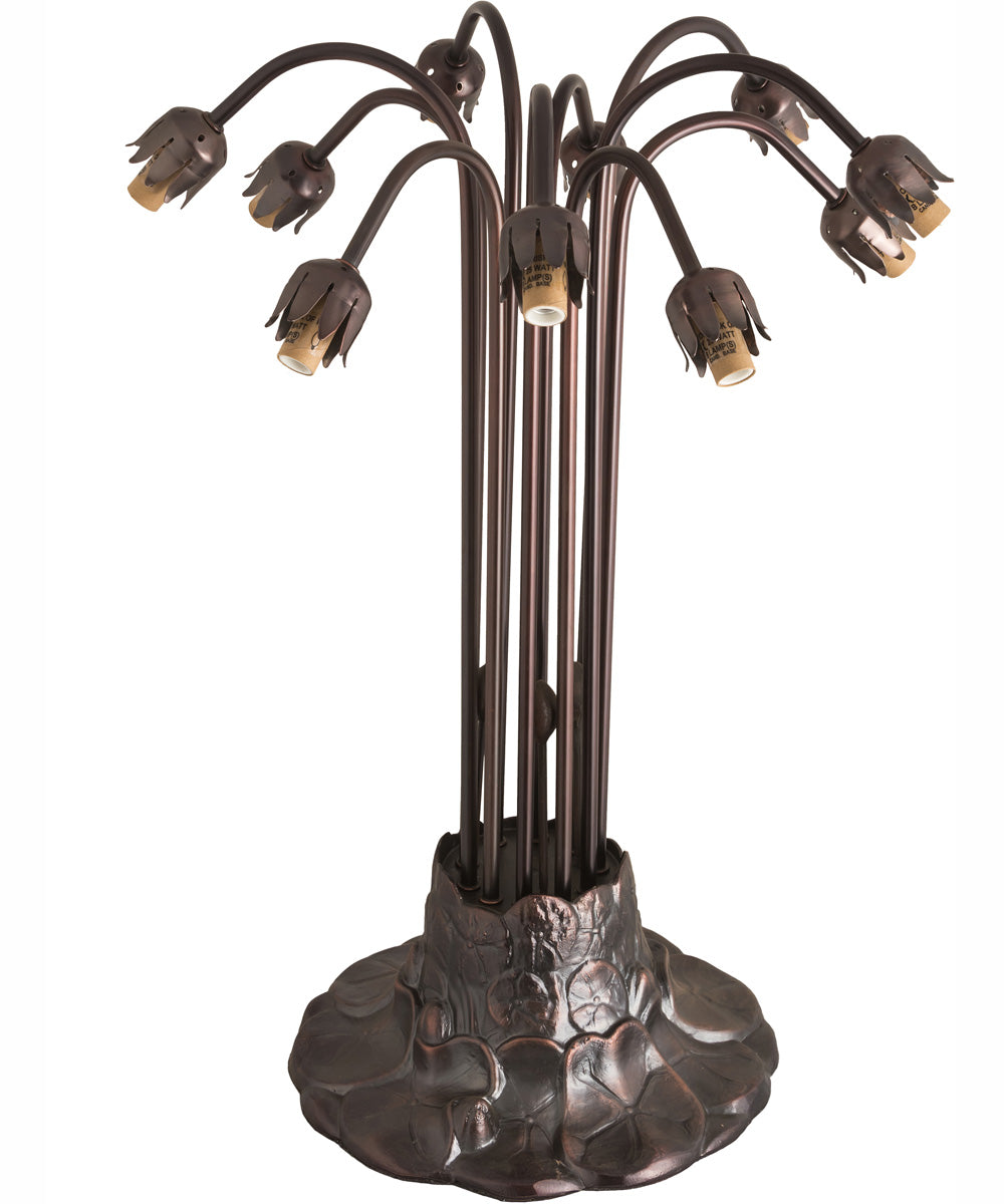 24" High Stained Glass Pond Lily 10 Light Table Lamp