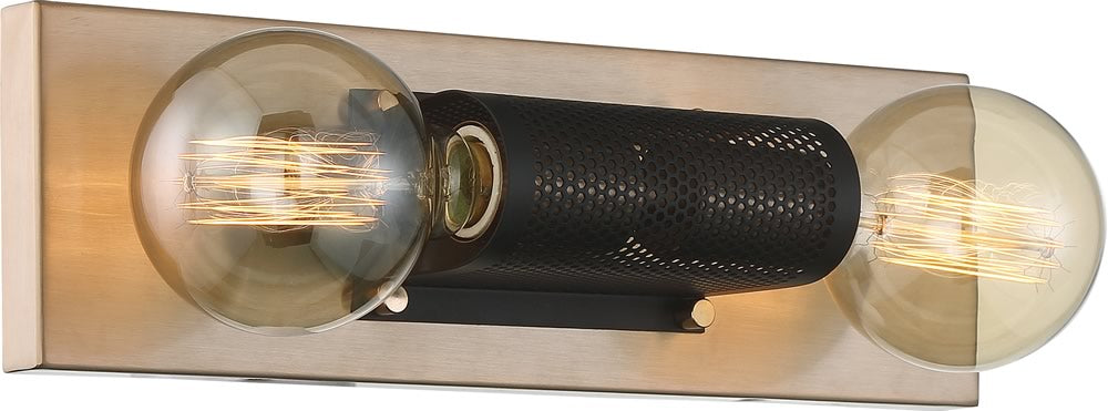 15"W Passage 2-Light Vanity & Wall Copper Brushed Brass / Black