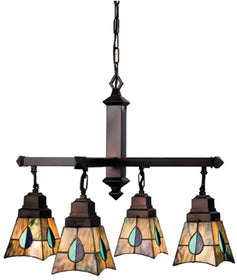 26"W Mackintosh Leaf 4 Light Chandelier.609