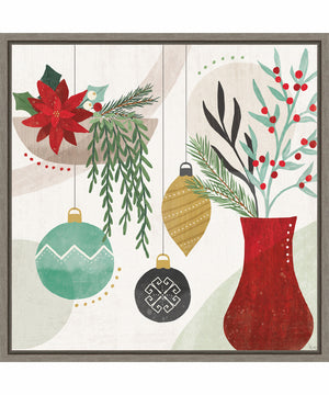 Framed Deco Holiday III by Veronique Charron Canvas Wall Art Print (22  W x 22  H), Sylvie Greywash Frame
