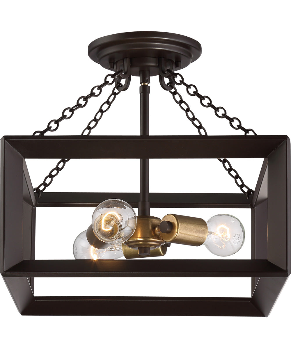 Brook Hall Medium 3-light Semi Flush Mount Western Bronze