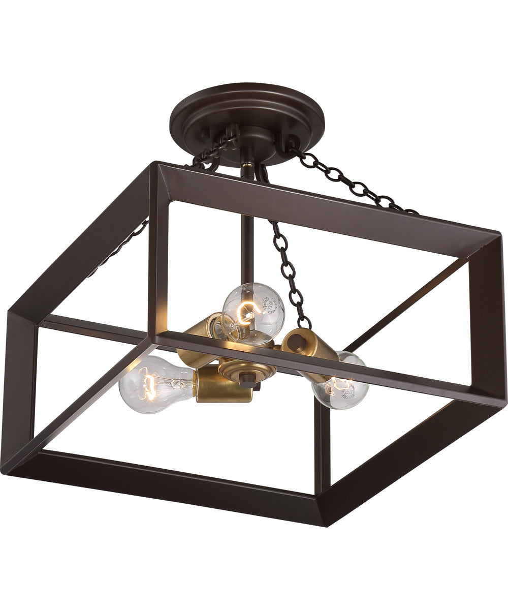 Brook Hall Medium 3-light Semi Flush Mount Western Bronze