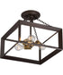 Brook Hall Medium 3-light Semi Flush Mount Western Bronze