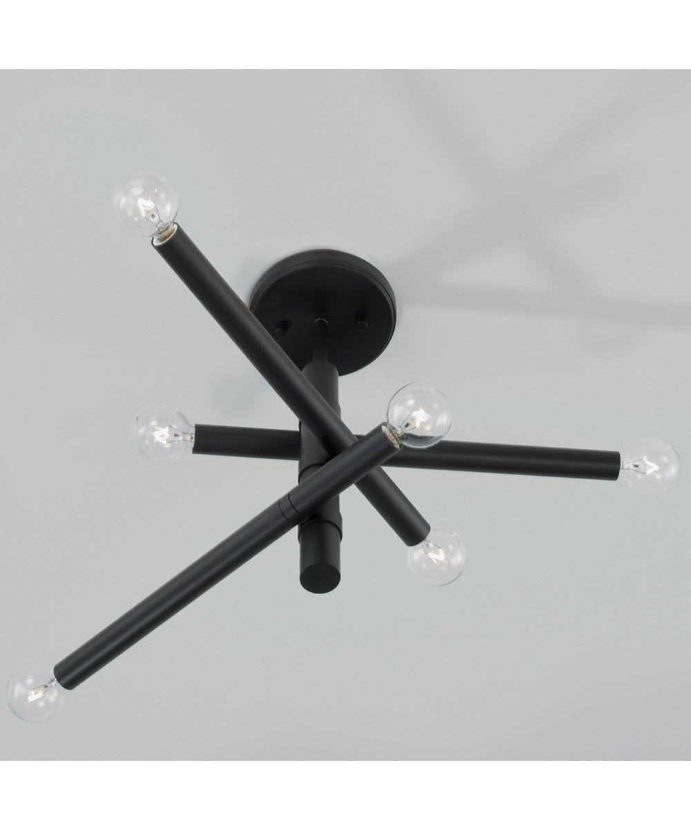 Zane 6-Light Semi-Flush Matte Black