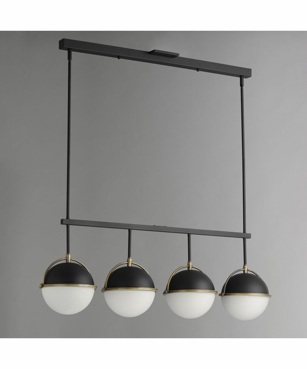 Duke 4-Light Linear Pendant Black/Weathered Brass