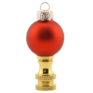 Red glass Christmas Ornament Lamp Finial 2.25"h