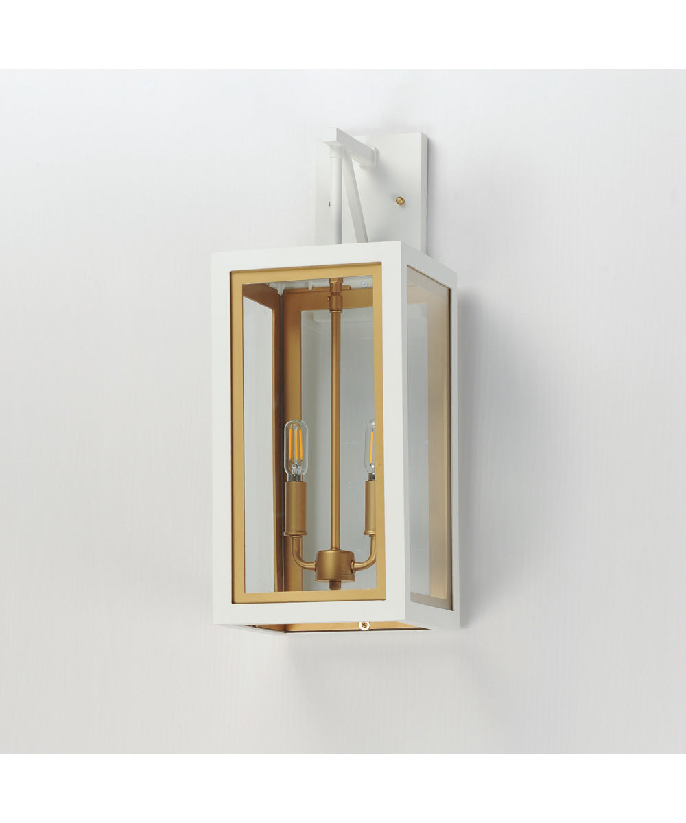Neoclass 2-Light Outdoor Sconce White/Gold