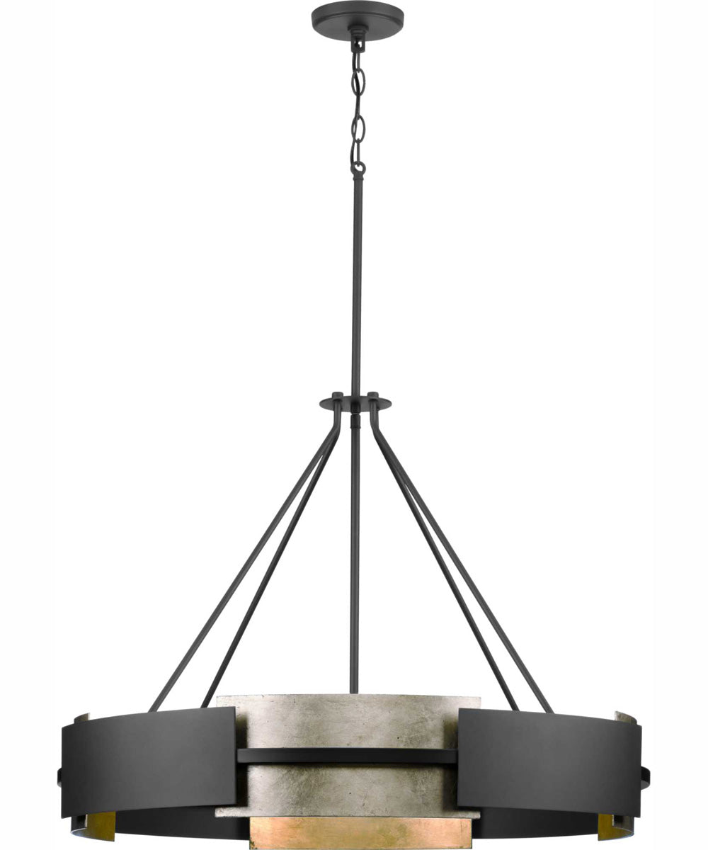 Lowery 6-Light Matte Black/Aged Silver Leaf Industrial Luxe Pendant Matte Black