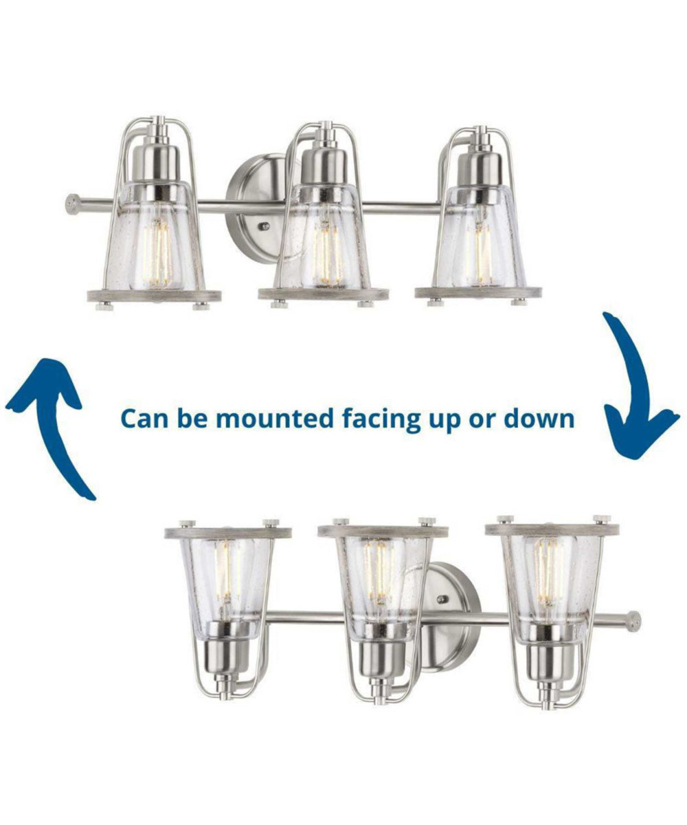 Conway 3-Light Clear Seeded Farmhouse Style Bath Vanity Wall Light Brushed Nickel