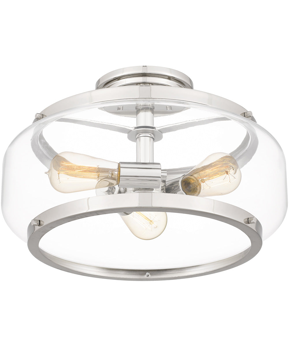 Tapley 3-light Semi Flush Mount Polished Nickel